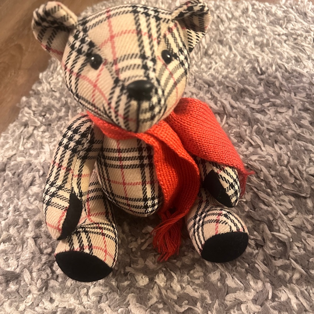 Burberry Plaid Bear with Red Accent - Picture 4 of 8
